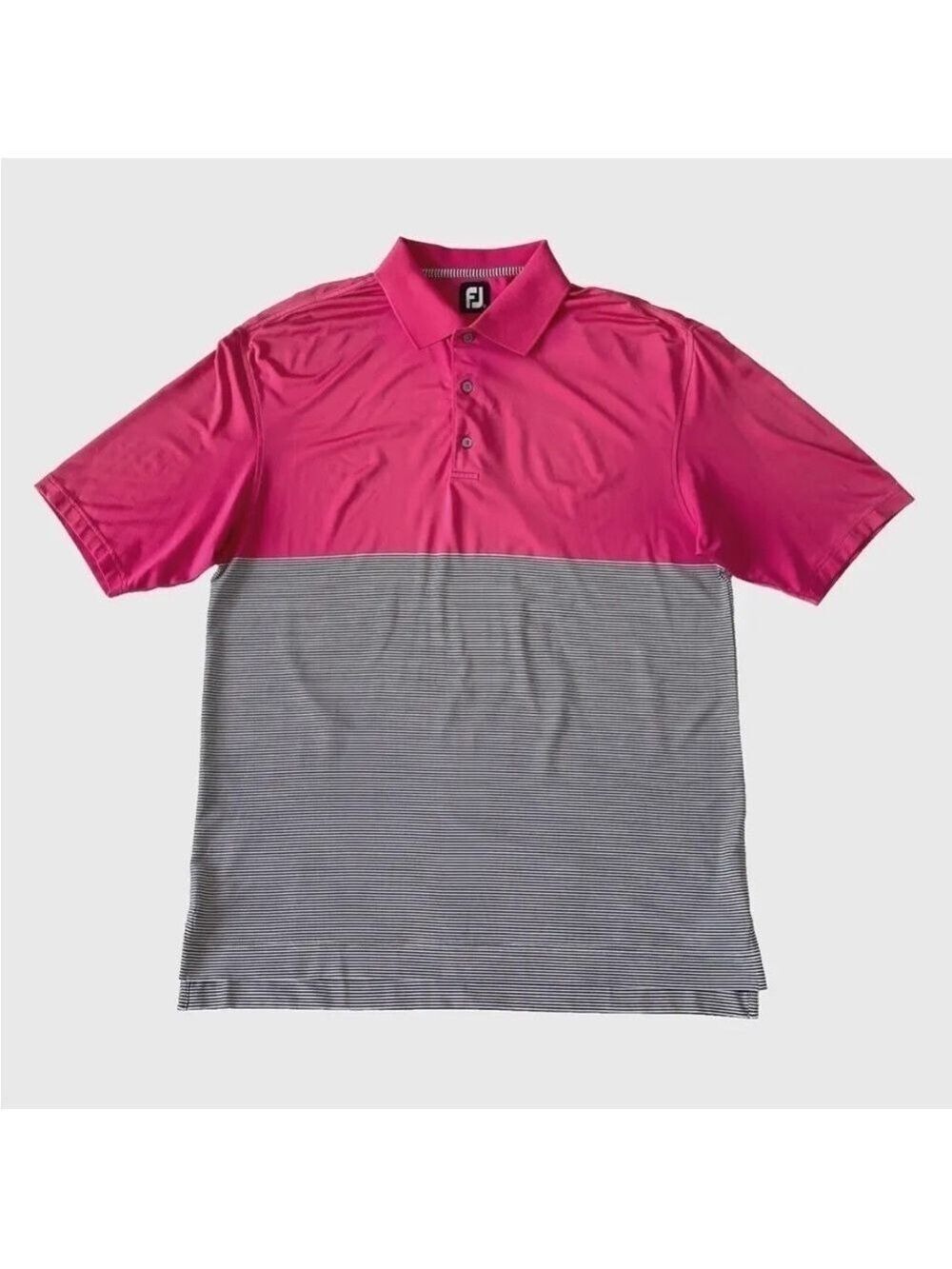 FootJoy FJ Golf Polo Shirt Mens XL Pink Black Striped